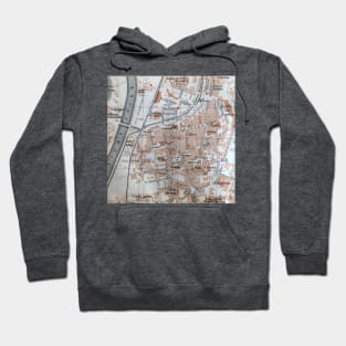 Trento, Italy antique map, gray brown black Hoodie